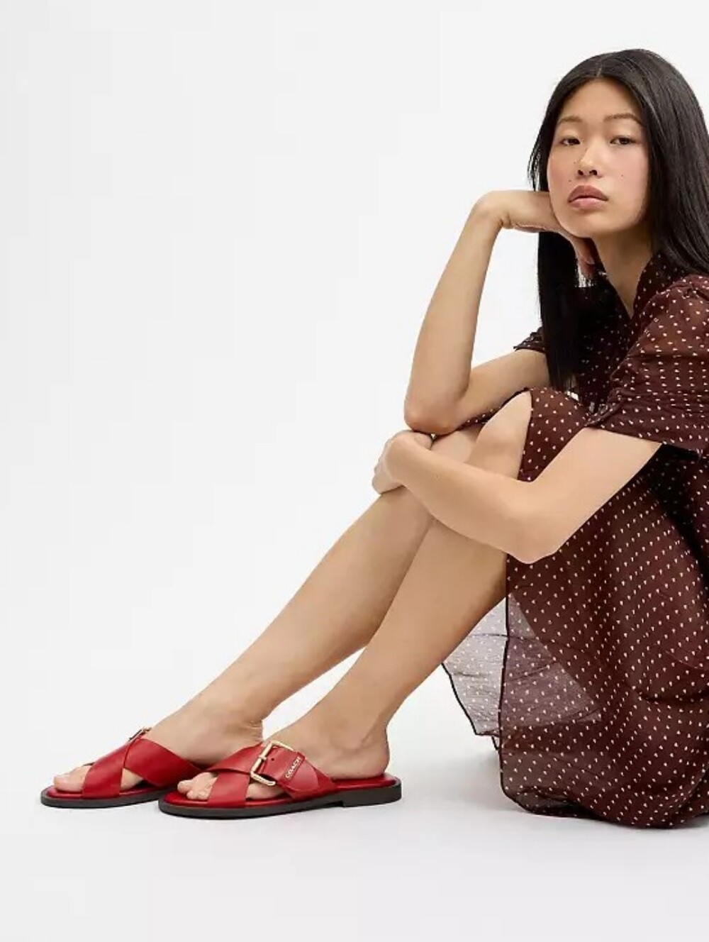 NWT! Coach Crisscross Buckle Sandal In Poppy Red ♥️